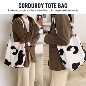 Ladies tote bag Grocery single shoulder bag corduroy strap inner bag travel