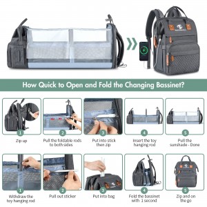 Large capacity waterproof seat belt diaper bag for changing table