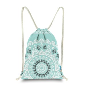 New print drawstring double backpack canvas sports backpack