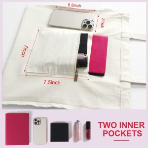 Monogram initial tote bag women’s strap inner zipper pocket tote bag canvas