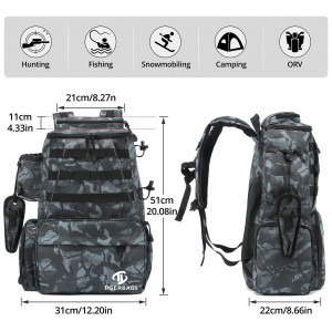 Polyester Large Capacity Fishing Tackle Backpack Outdoor Waterproof Fishing Backpack