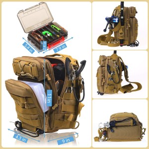 Outdoor sport fishing backpack with tackle box and rod holder