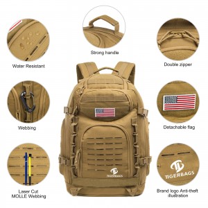 Yellow-brown tactical backpack Waterproof polyester tactical bag