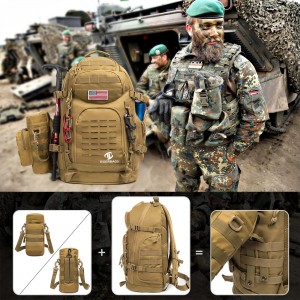 Yellow-brown tactical backpack Waterproof polyester tactical bag