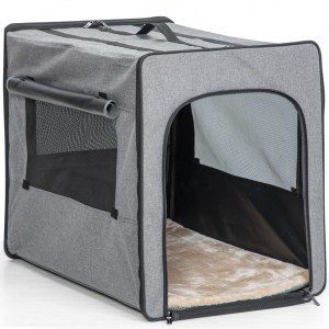 Sturdy wire-framed soft pet crate, collapsible travel pet crate