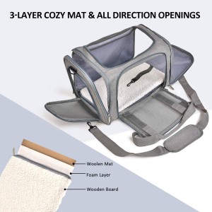 Flexible fabric bag with foldable aviation available pet backpack