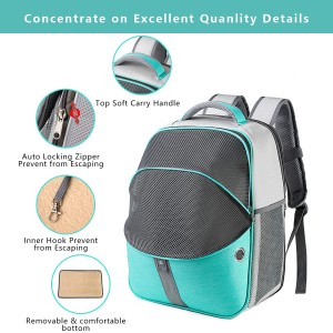 Waterproof super capacity pet backpack with mesh backpack anti escape zipper