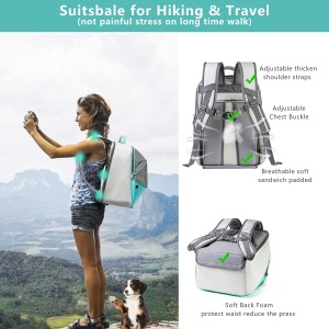 Waterproof super capacity pet backpack with mesh backpack anti escape zipper