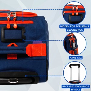 Wheeled duffle bag draggable travel bag with multiple layers