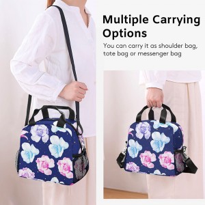 Lunch Bag Flower Insulated Large Lunch Bag Box for Women Adults Kids Thermal Roses Lunch Bag with Adjustable Shoulder Strap