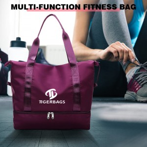 Travel duffle bag, women’s exercise handbag, foldable and light