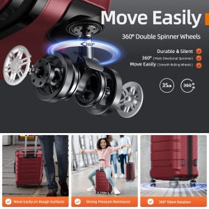 The red ABS suitcase is durable and has  rolling suitcase with wheels