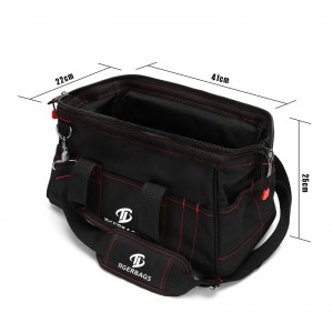 Close the top wide-mouth tool storage bag with a waterproof rubber base