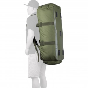 Olive green travel bag with detachable backpack straps Tactical duffle