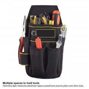 Pocket tool bag,6 bags and 9 screwdriver ring construction, heavy-duty kit with adjustable belt, suitable for electrician work