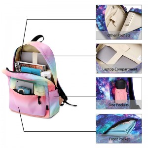 Iridescent Lightweight waterproof cute schoolbag Travel Student Backpack