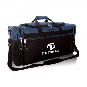 Oversized holiday travel duffle bag with zipper side pocket