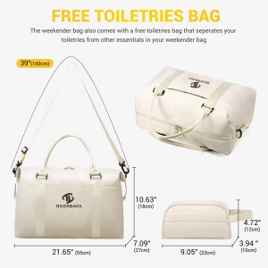 Ladies weekend bag cute travel tote gym duffel bag with toiletry bag