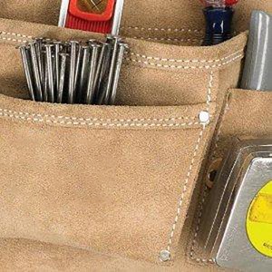 Leather tool bag and polyethylene mesh strap,3 pockets, tan can be customized factory direct