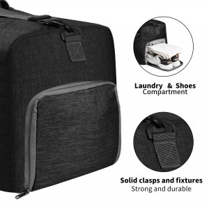 Duffle bag with shoe compartment adjustable shoulder strap, foldable travel bag