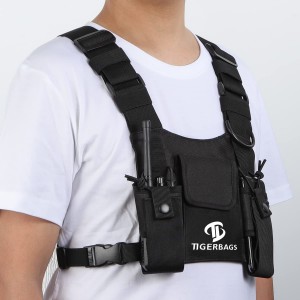 Wireless chest strap front chest pocket holster for radio walkie-talkies