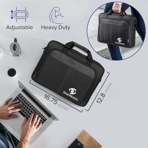 Black Classic Slim Business Pro Travel Laptop Bag with shoulder strap
