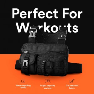 Sporty chest bag, men’s chest bag with built-in mobile phone holder