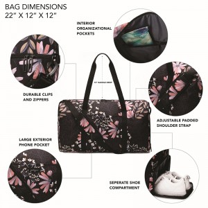 Women’s bag duffel bag with shoe layer bag, weekend bag travel bag