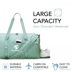 Adjustable shoulder strap anti-tear men’s and women’s bag duffel bag with shoe layer bag, weekend bag travel bag