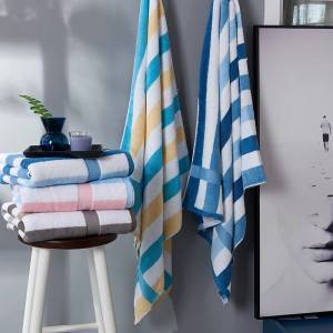 2019 China New Design Microfiber Beach Towel - new design Stripe cotton yarn dyed Terry Velour Beach Towel – Sky Textile