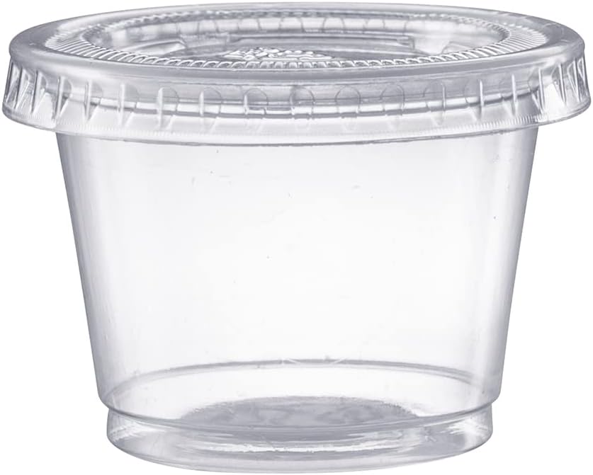 0.75oz-5.5oz Round Plastic Small Food Containers Disposable Takeaway Sauce Portion Cups with Lids