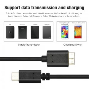 Fast Charging 1M USB Type c To Micro B Data Cable Usb3.1 type-c Male To Usb 3.0 Micro B Male Cable For Hard Drive
