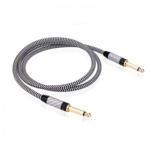 24K Gold-plated 6.5MM plug Audio Cable 22awg Low Noise Single crystal copper straight to straight Flexible Braided Guitar cable 10ft