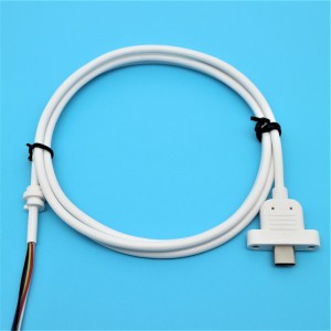 Type C USB Male with Ear Screw Install The pane to open Data Extension Cable,50cm/20inch USB C Panel Mount Extender Cable