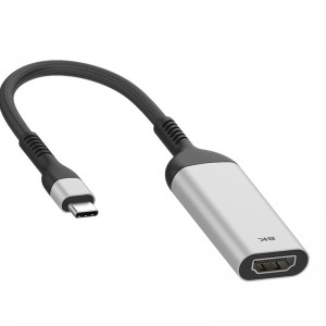 Adaptor USB Type-C la HDMI 2.1 |8K/60Hz și 4K/120Hz cu funcție DSC |Rezoluție 8K/30Hz și 4K fără DSC |Compatibil cu Thunderbolt 3 (DA-UCH8)