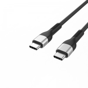 د USB C 2.0 کیبل braided USB C ته C کیبل فاسټ چارج کیبل 3A 60W 480Mbps ډیټا، د سامسنګ ګلیګاک S22/S21/S20 الټرا سره مطابقت لري، نوټ 20/10، MacBook Air، iPad Pro، iPad Air 4، iPad Mini 6، Pixel- خړ