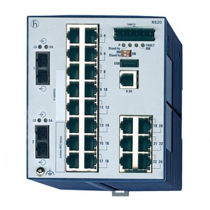 Hirschmann RS20-2400M2M2SDAEHC/HH kompaktni upravljani industrijski Ethernet prekidač na DIN šinu