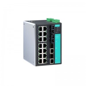 Switsh Ethernet Diwydiannol a Reolir gan MOXA EDS-518A-SS-SC Gigabit