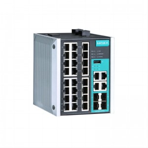 MOXA EDS-528E-4GTXSFP-LV-T 24+4G-portti Gigabitin hallittu Ethernet-kytkin