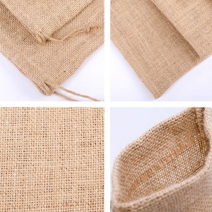 Promotional Silkscreen Printing Eco Natural Drawstring Jute Bag