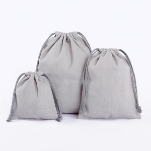 High quality Pure Linen Drawstring Bag for Grocery and Shopping