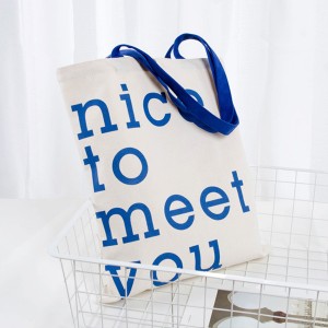 “nice to meet you” Heavy duty unisex cotton canvas tote bag