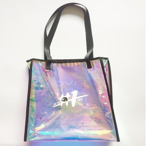 100% Original Factory China PVC Custom Laser Bag Handle Shoulder Tote Bag PVC Fashion Holographic Shopping PVC Bag