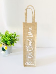 Eco Friendly Luxury Reusable Laminated Jute Wine Bag