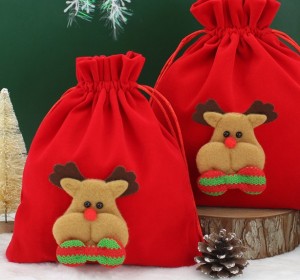 Drawstring Christmas Gift Bag for Candy, Chocolate, Apple Recyclable Eco Bag Factory