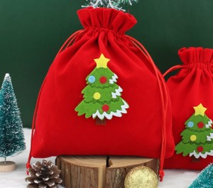 Drawstring Christmas Gift Bag for Candy, Chocolate, Apple Recyclable Eco Bag Factory