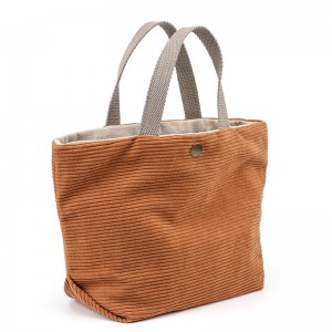 Corduroy Linen Blended Mini Tote Bag with Multiple Pockets