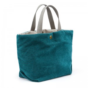 Corduroy Linen Blended Mini Tote Bag with Multiple Pockets