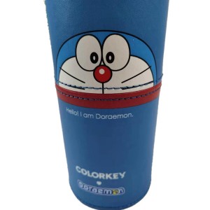Cute Doraemon Printed Cosmetic Case PU Leather Cylincle Make Up Case
