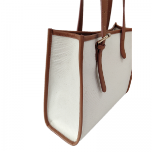 New Design Custom Bags Factory Korean Adjustable PU Leather Handle Canvas Cotton Tote Bag